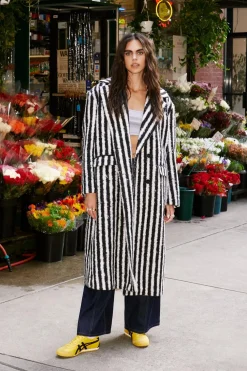 Stripes|Coats^Nasty Gal Striped Wool Look Coat |