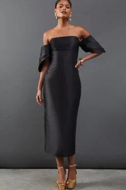 Dresses^Nasty Gal Structured Puff Sleeve Bardot Midi Dress |