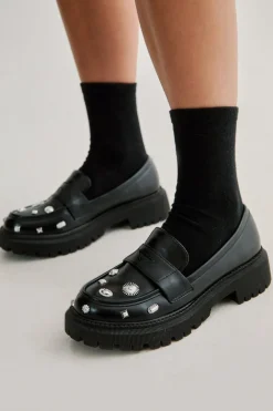 Flat Shoes^Nasty Gal Stud Embellished Chunky Loafer |