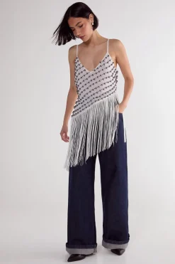 Fringing|Cami Tops^Nasty Gal Studded Asymmetric Fringed Cami Top |