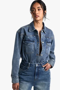Cowgirl|Denim Tops^Nasty Gal Studded Western Denim Shirt |