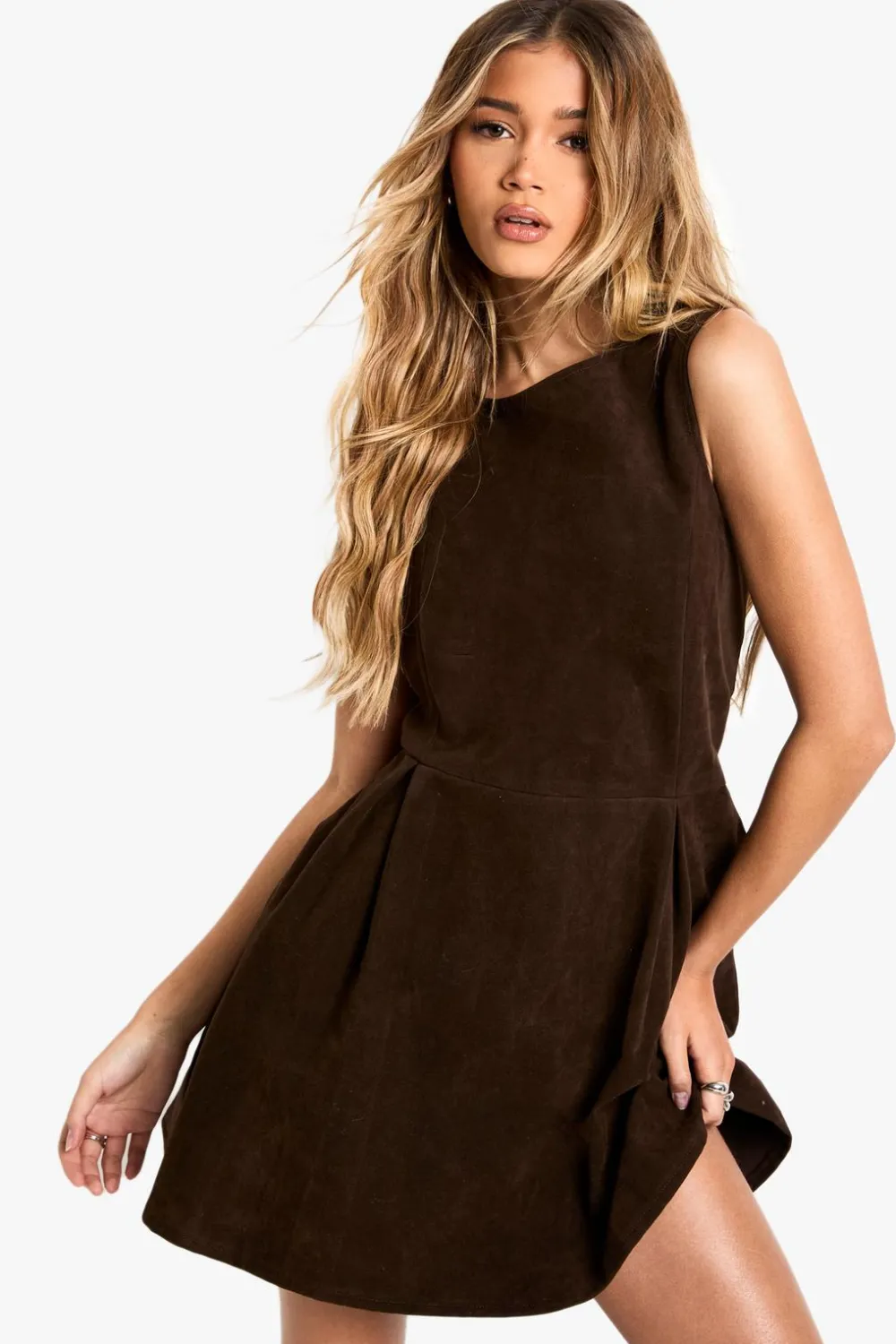 Real & Faux Suede|Dresses^Nasty Gal Suede Box Pleat Mini Dress |