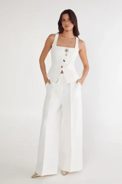 White Outfits|Waistcoats^Nasty Gal Sun Gold Button Trim Tailored Vest |