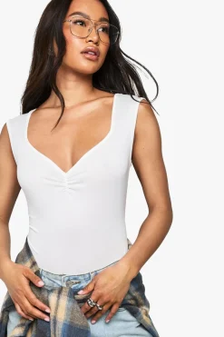 Bodysuits|Tops^Nasty Gal Super Soft Ruched Bust Sweetheart Neck Bodysuit |