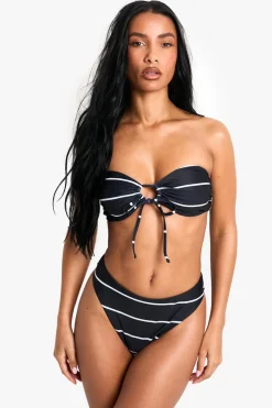 Stripes|Bikinis^Nasty Gal Swimwear Essentials Stripe High Waist Brief |