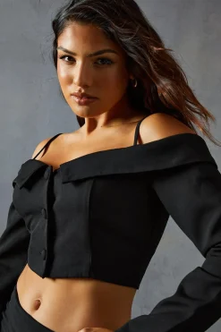 Suits & Tailoring|Suits & Tailoring^Nasty Gal Tailored Bardot Button Down Top |