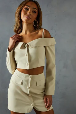 Suits & Tailoring|Suits & Tailoring^Nasty Gal Tailored Bardot Button Down Top |