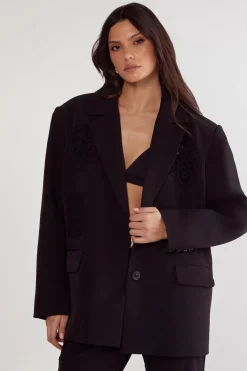 Crochet|Blazers^Nasty Gal Tailored Crochet Insert Oversized Blazer |