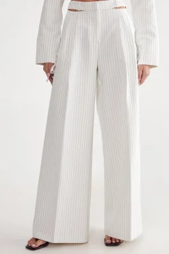 Stripes|White Outfits^Nasty Gal Tailored Cut Out Detail Pinstripe Trouser |