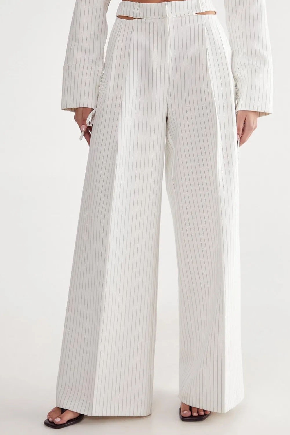 Stripes|White Outfits^Nasty Gal Tailored Cut Out Detail Pinstripe Trouser |