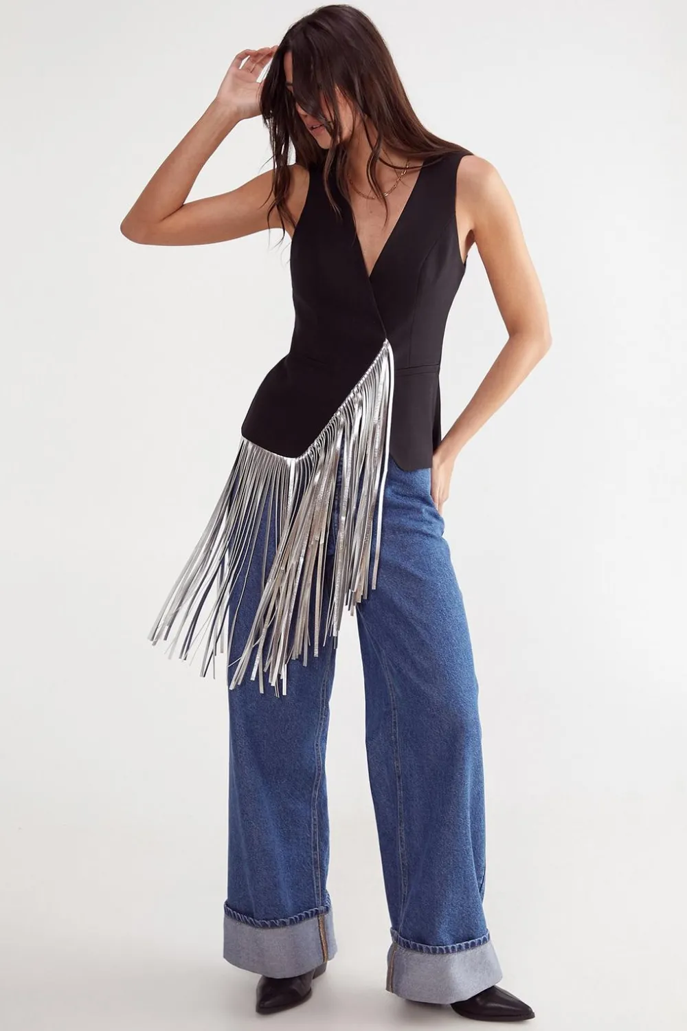 Fringing|Leather^Nasty Gal Tailored Faux Leather Fringed Top |