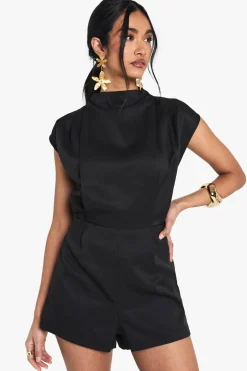Rompers|Rompers^Nasty Gal Tailored High Neck Cap Sleeve Playsuit |