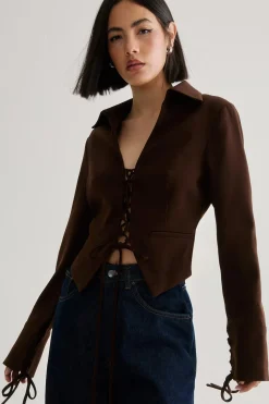 Jackets^Nasty Gal Tailored Lace Front Jacket |