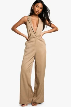 Jumpsuits|Jumpsuits^Nasty Gal Tailored Plunge Wide Leg Jumpsuit |