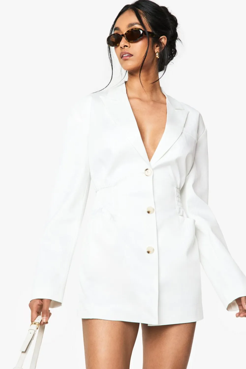 Blazers|Blazers^Nasty Gal Tailored Ruched Cinched Waist Blazer Dress |