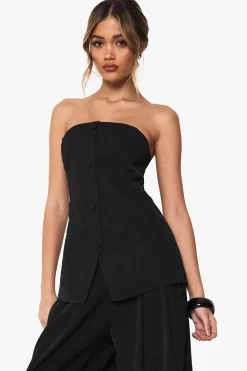 Tops^Nasty Gal Tailored Woven Bandeau Button Waistcoat |