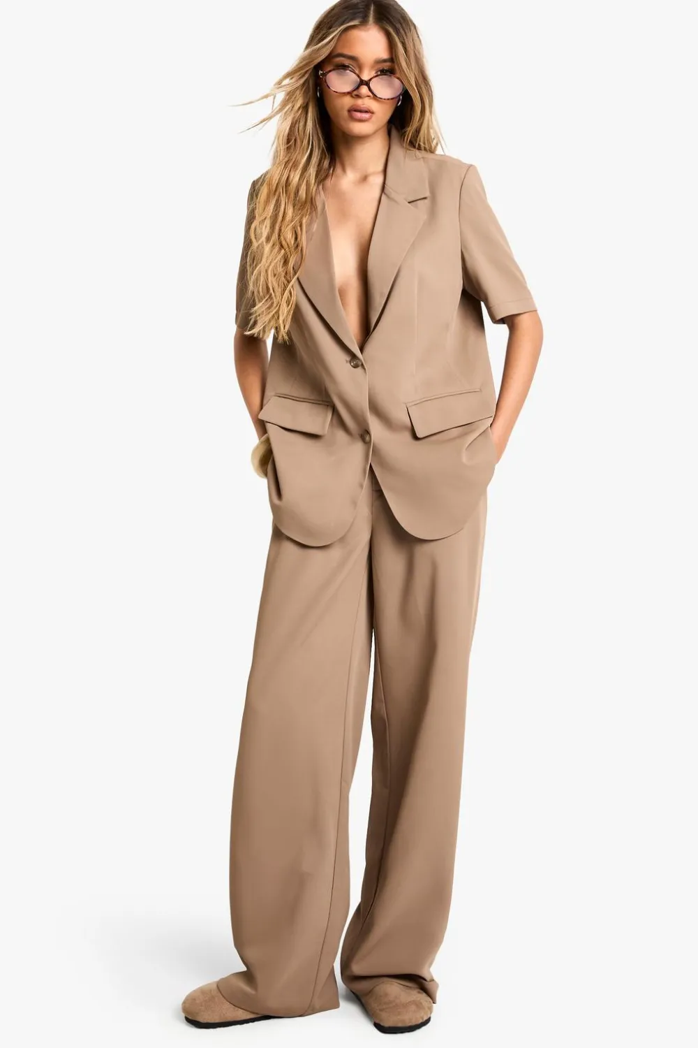 Pants^Nasty Gal Tailored Woven Pleated Wide Leg Trousers |
