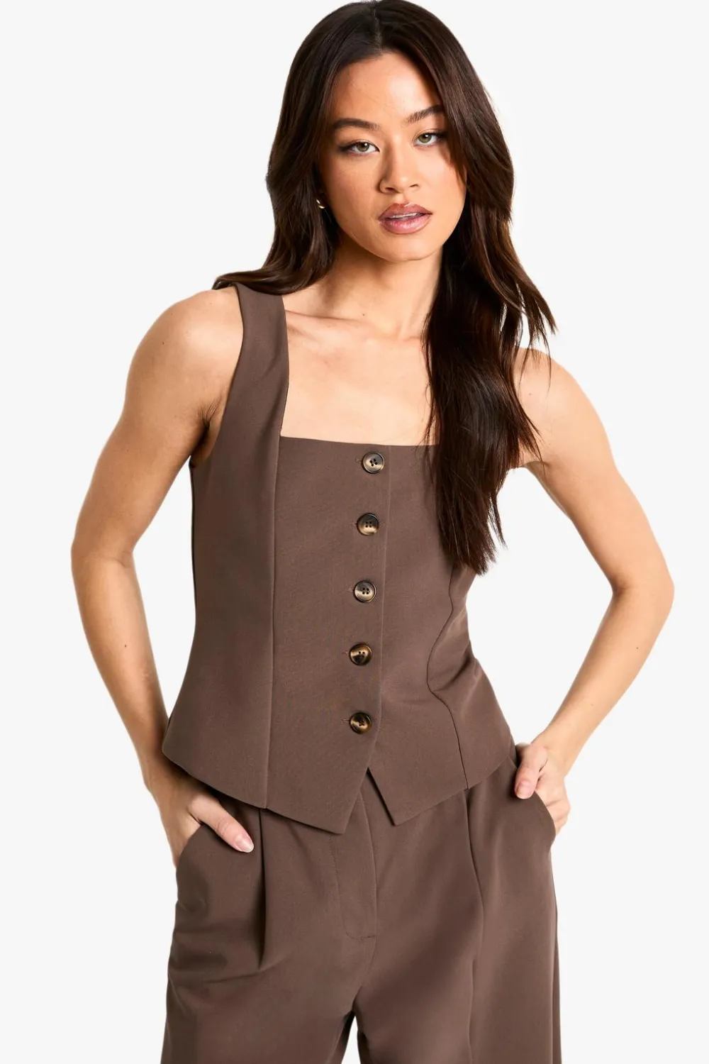 Waistcoats|Tops^Nasty Gal Tall Essential Square Neck Waistcoat |