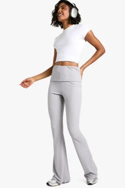 Pants^Nasty Gal Tall Fold Over Waist Soft Rib Flare Trouser |