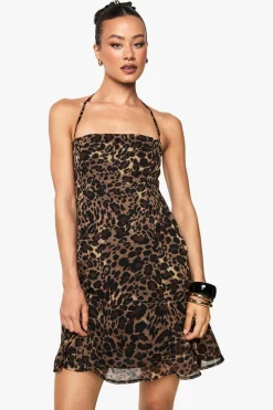 Animal Print^Nasty Gal Tall Leopard Print Chiffon Strappy Square Neck Smock Mini Dress |