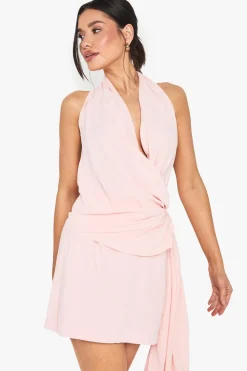 Dresses^Nasty Gal Tall Linen Look Drape Cowl Wrap Mini Dress |