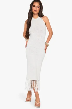 Crochet^Nasty Gal Tassel Detail Crochet Dress |