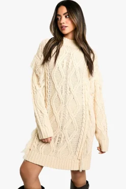 Knitwear^Nasty Gal Tassel Knitted Cable Mini Jumper Dress |