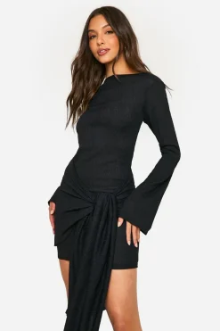 Dresses^Nasty Gal Texture Wrap Tie Front Mini Dress |