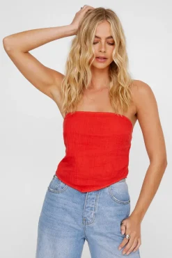 Vacation Shop|Spring Outfits^Nasty Gal Textured Casual Hanky Hem Tie Back Top |