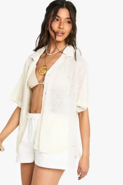 Crochet^Nasty Gal Textured Crochet Sheer Knitted Shirt |