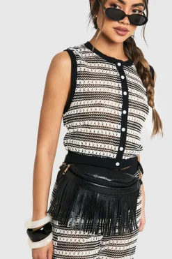 Bags|Fringing^Nasty Gal Textured Fringe Bum Bag |