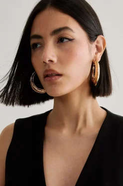 Jewelry|Earrings^Nasty Gal Textured Hoop Earrings |