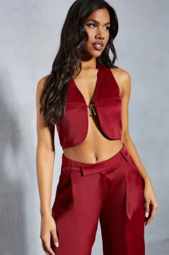 Tops^Nasty Gal Textured Satin Halter Neck Top |