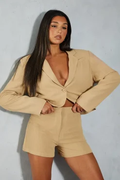 Shorts|Shorts^Nasty Gal Textured Tailored High Waisted Shorts |