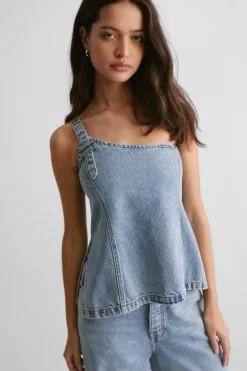 Denim Tops|Denim^Nasty Gal The Denim One Shoulder Top |