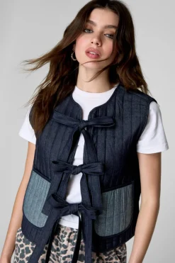 Bow Front Tops|Tops^Nasty Gal Tie Front Denim Gilet |