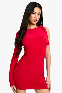 Dresses^Nasty Gal Tie One Shoulder Long Sleeve Mini Dress |