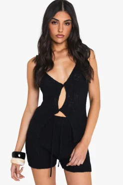 Crochet|Knitwear^Nasty Gal Tie Waist Knitted Crochet Short |