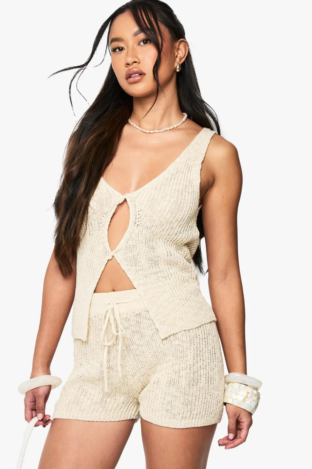 Crochet|Knitwear^Nasty Gal Tie Waist Knitted Crochet Short |