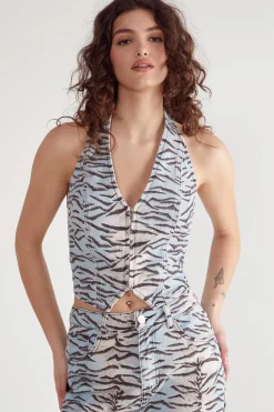 Tops^Nasty Gal Tiger Print Halterneck Seam Detail Top |