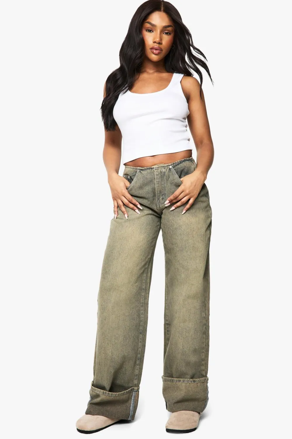 Jeans|Denim^Nasty Gal Turn Up Cuff Wide Leg Jean |