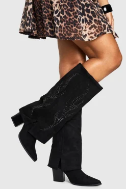 Cowgirl^Nasty Gal Western Detailed Foldover Boot |