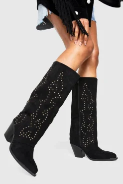 Cowgirl^Nasty Gal Western Embellished Column Boot |
