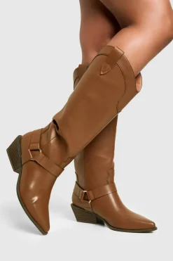 Cowgirl^Nasty Gal Western Style Harness Detail Knee High Boots |