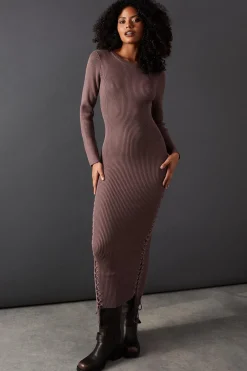 Dresses^Nasty Gal Whipstitch Front Slouchy Knitted Midi Dress