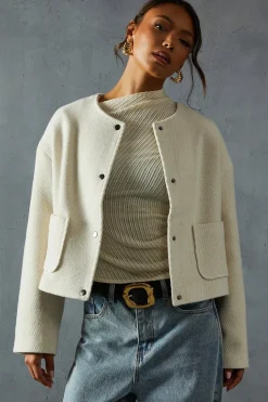 Coats^Nasty Gal Wool Look Textured Jacket |