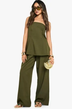 Pants^Nasty Gal Woven Elasticated Waist Wide Leg Trousers |