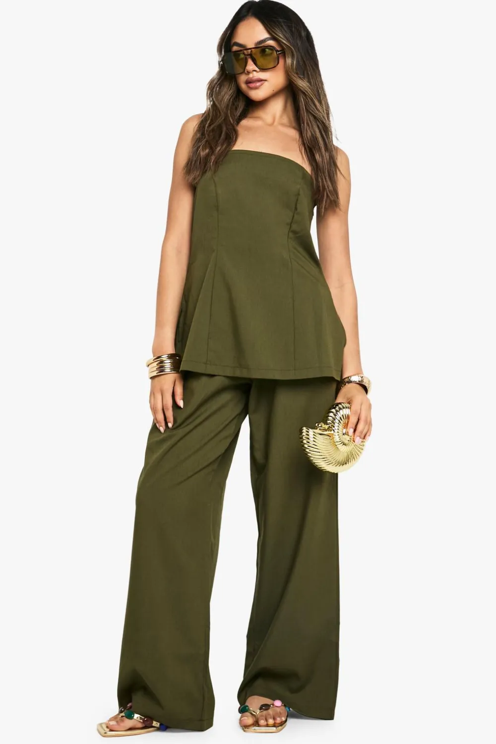 Pants^Nasty Gal Woven Elasticated Waist Wide Leg Trousers |