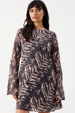 Animal Print|Dresses^Nasty Gal Zebra Burnout Chiffon Bias Tie Back Mini Dress |
