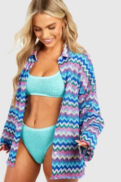 Vacation Shop^Nasty Gal Zig Zag Knitted Beach Shirt |